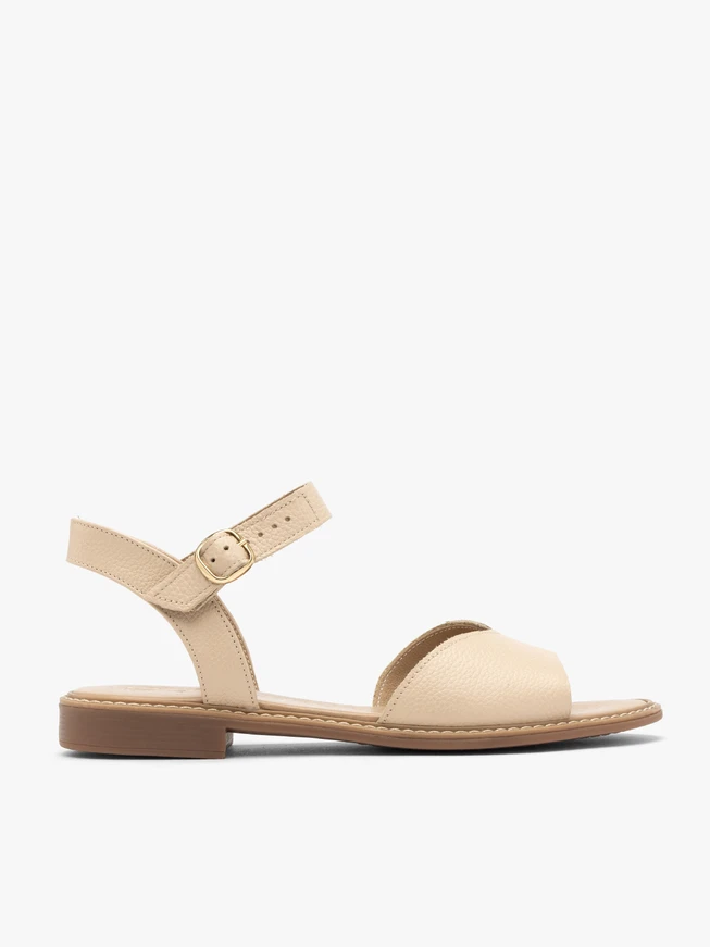 Beige Damen Sandalen mit flachem Boden
