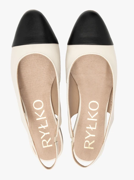 Cream and black slingback ballerinas