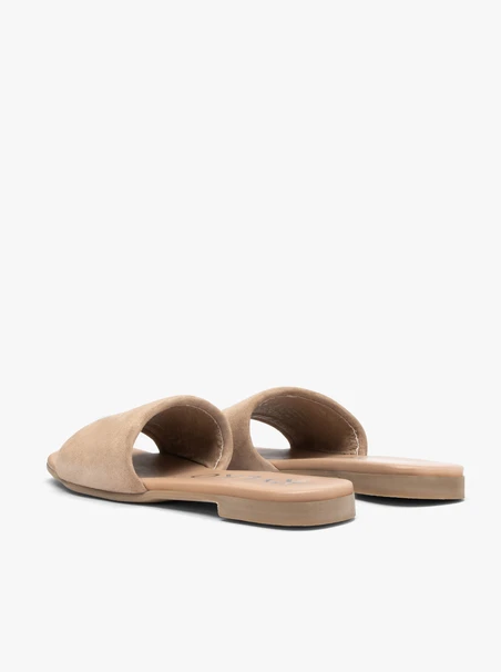 Dunkelbeige flache Flip-Flops