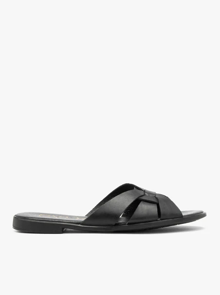 Schwarze flache Damen-Flip-Flops