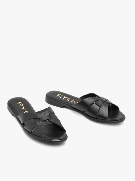 Schwarze flache Damen-Flip-Flops