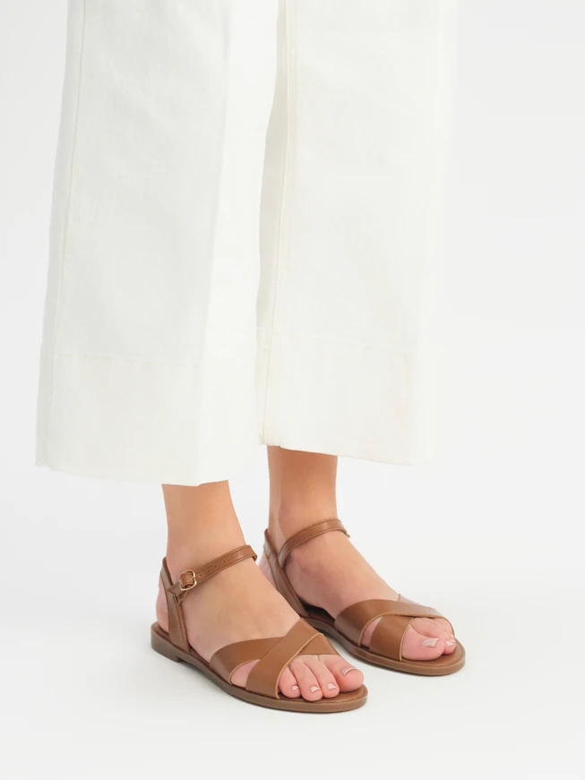Light brown flat women’s sandals