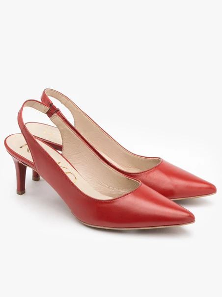 Rote Slingback-Pumps mit Stilettoabsatz