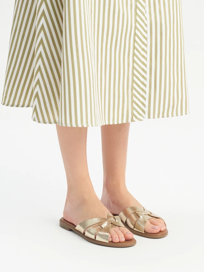 Flache Damen-Flip-Flops in Gold