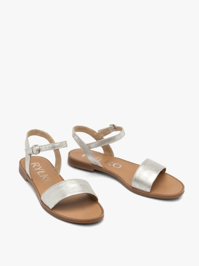 Flache Damen-Sandalen in Silber