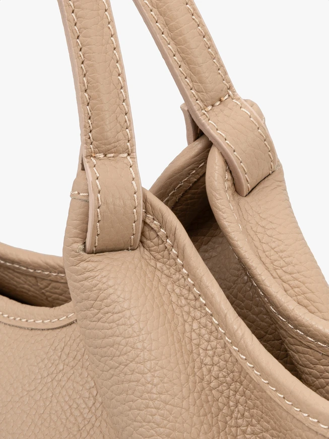 Beige shopper bag with handle and strap