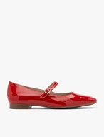 Rot lackierte Ballerinas mit dekorativem Verschluss