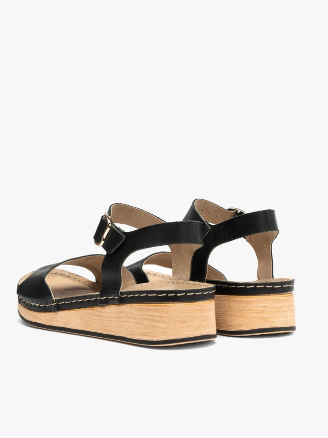 Schwarze Damen Plateausandalen