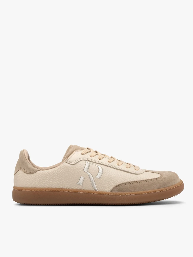 Beige Sporthalbschuhe mit dekorativer Stickerei