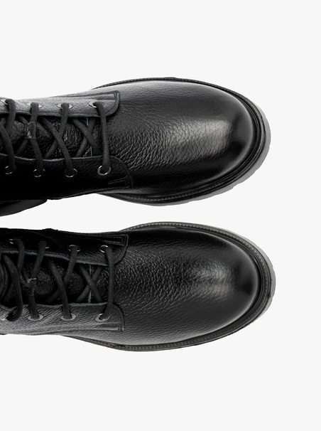 Black high lace-up boots for women
