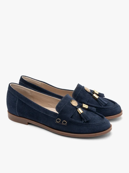 Veloursmokassins mit Kupplung