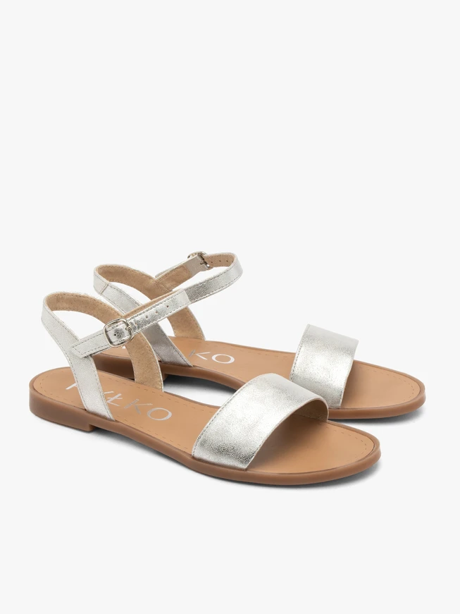 Flache Damen-Sandalen in Silber