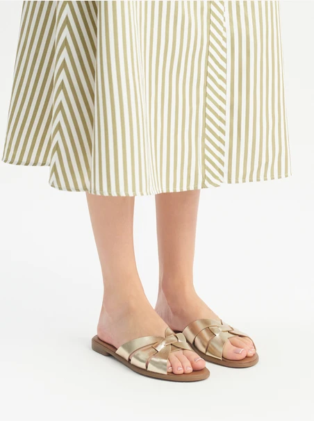 Flache Damen-Flip-Flops in Gold