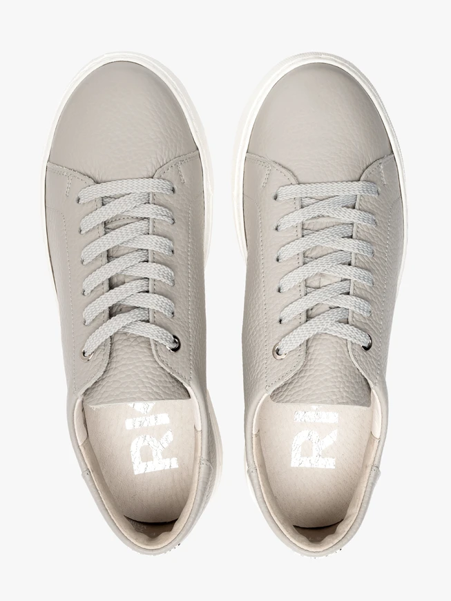 Gray sporty shoes with lightweight white sole