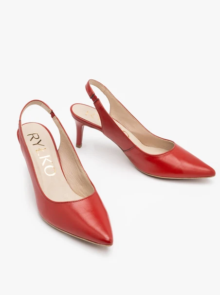 Rote Slingback-Pumps mit Stilettoabsatz