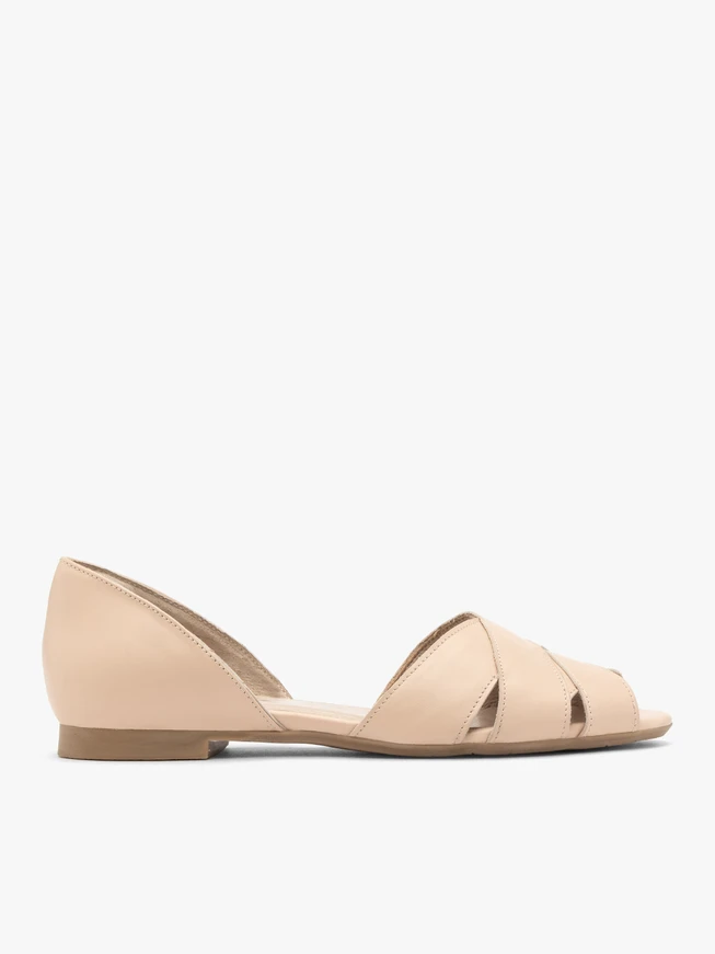 Beigefarbene Peep-Toe-Sandalen