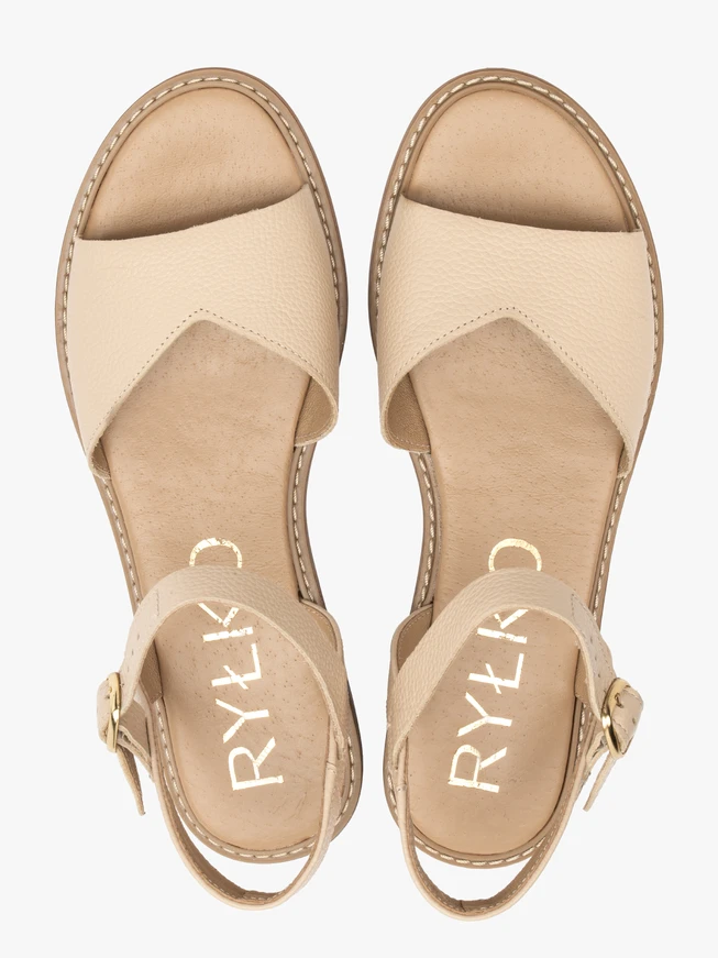 Beige Damen Sandalen mit flachem Boden
