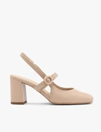 Beigefarbene Slingback-Pumps