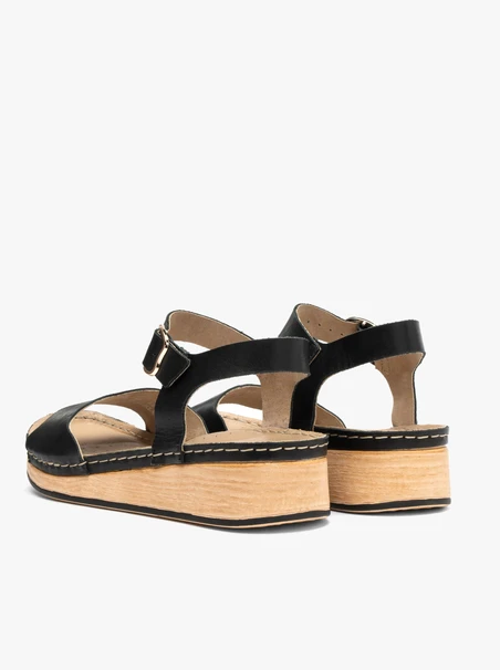 Schwarze Damen Plateausandalen