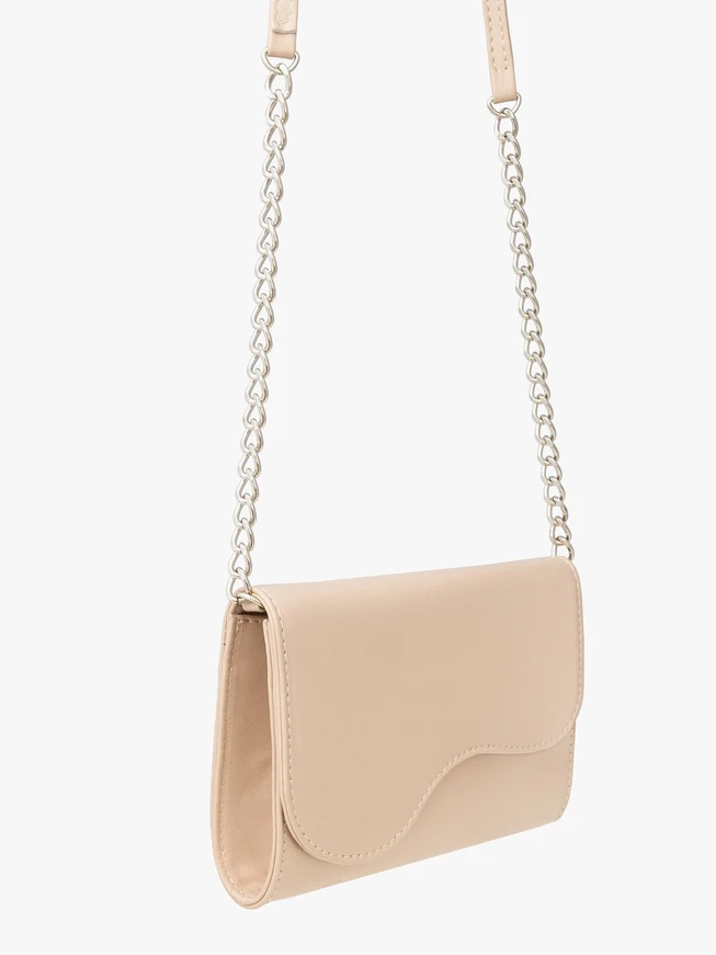 Beige elegante Handtasche mit dekorativer Klappe