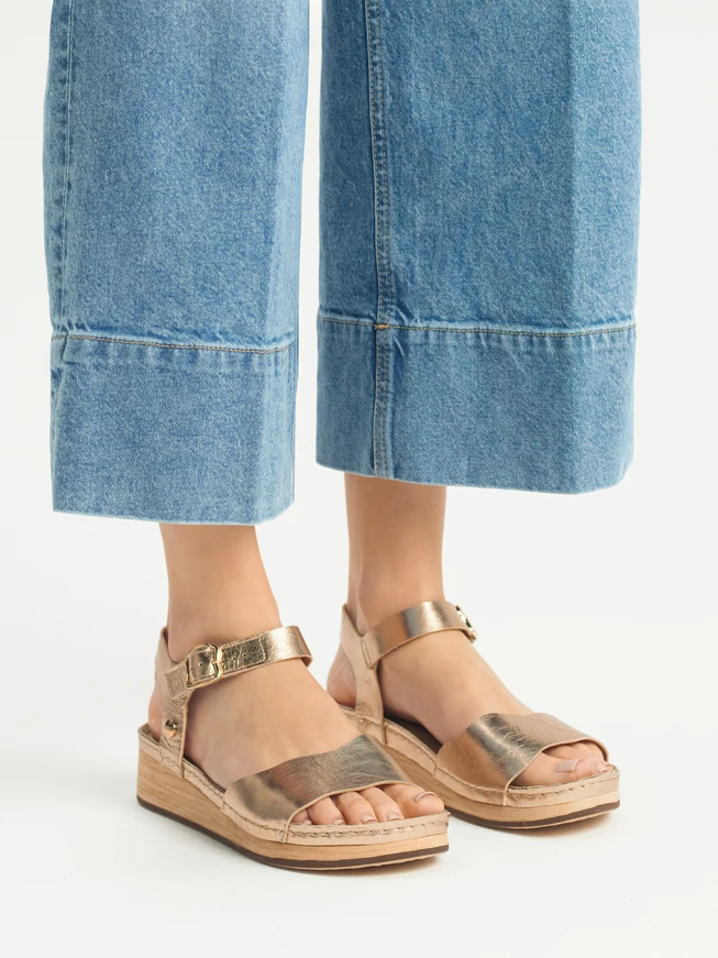 Platin Damen Plateausandalen