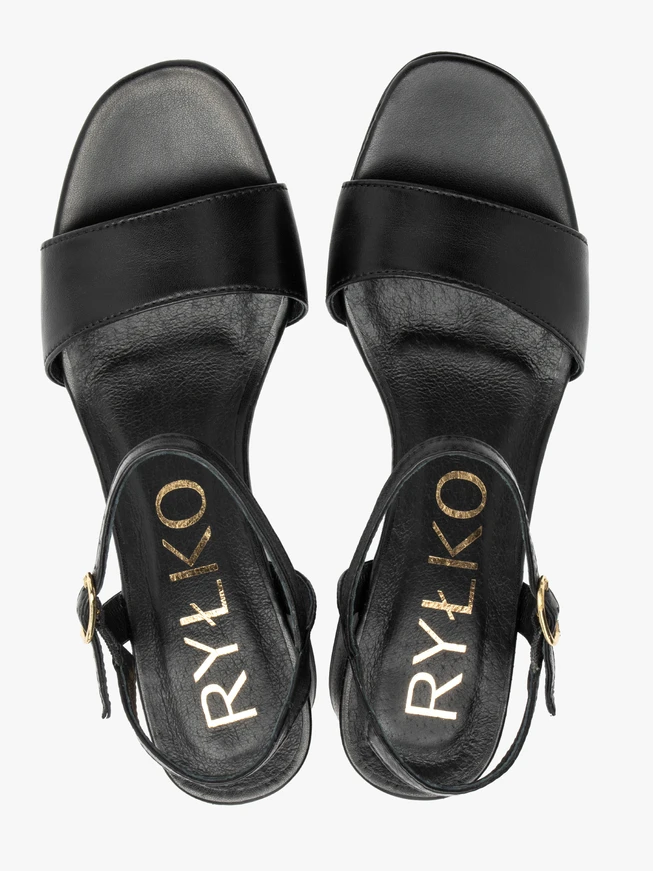 Black block-heel sandals