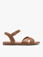 Hellbraune flache Damen-Sandalen
