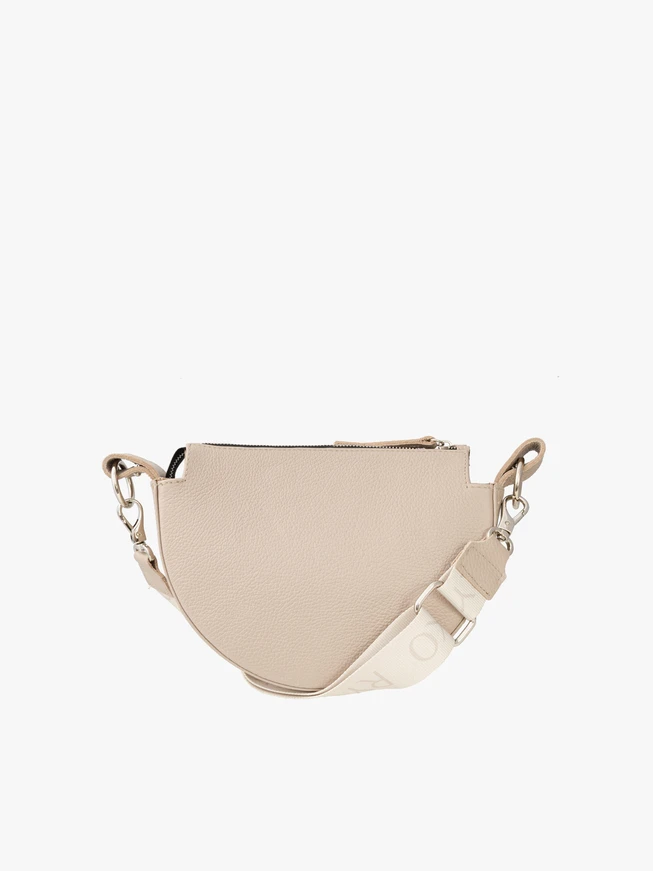 Beige bag with wide webbing strap