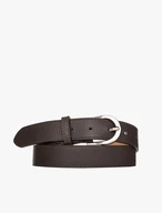 Dark brown women’s belt with silver buckle