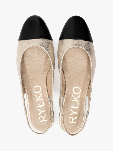 Platinum slingback ballerinas with black toe