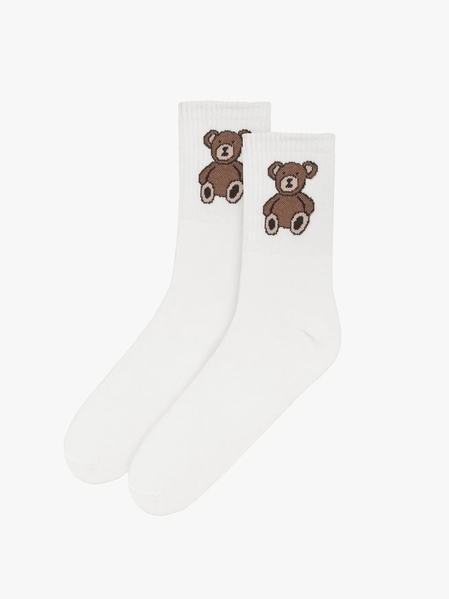 Weiße Damensocken aus Baumwolle mit dekorativem Aufdruck