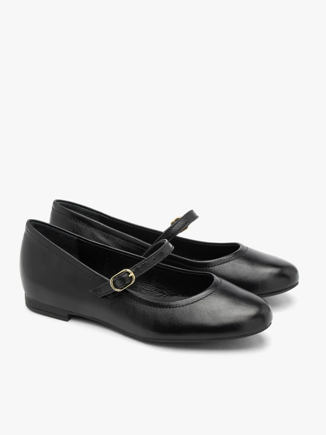 Schwarze Damenballerinas mit Riemen