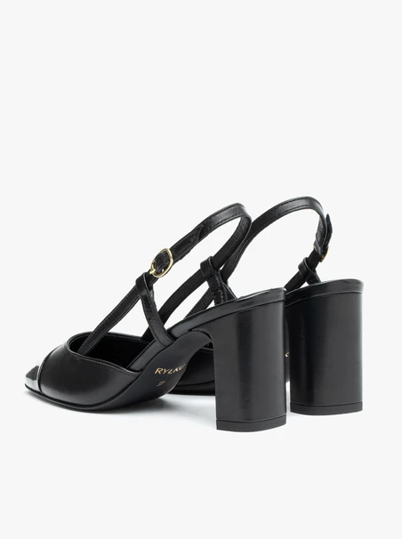 Czarne czółenka slingback bez pięty