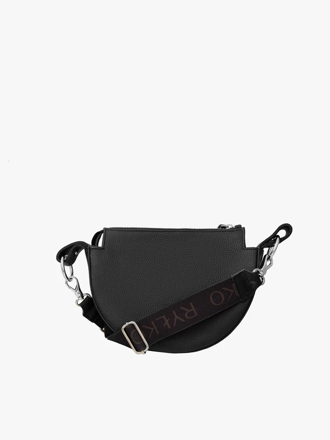 Schwarze Handtasche mit breitem Gurtband