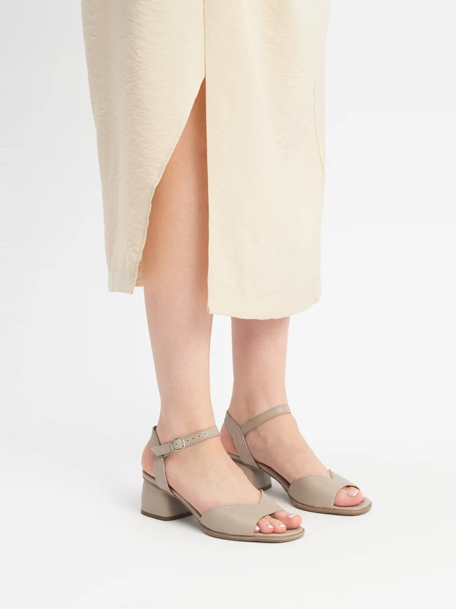 Beige block-heel sandals