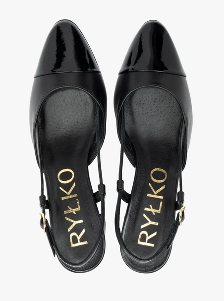 Czarne czółenka slingback bez pięty