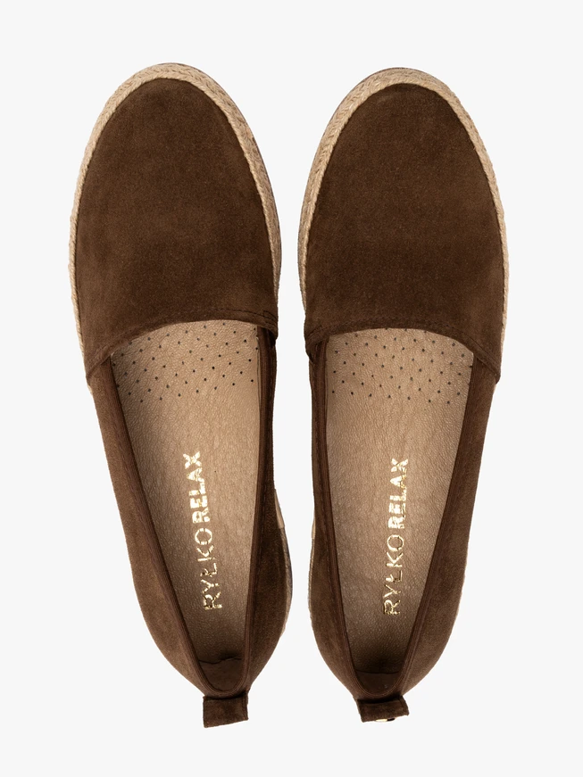 Brown suede women’s espadrilles