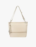 Cremefarbene Shopper-Tasche mit Haken- und Ösenverschluss
