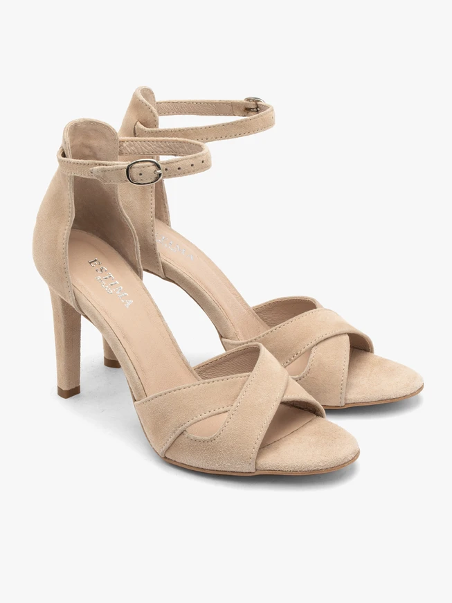Beige high stiletto sandals