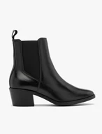 Schwarze Leder Damen Slingbacks mit niedrigem Absatz