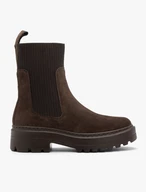 Brown women’s Chelsea boots with stretch fabric