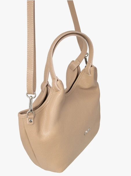Beigefarbene Shopper-Tasche mit Henkel und Riemen