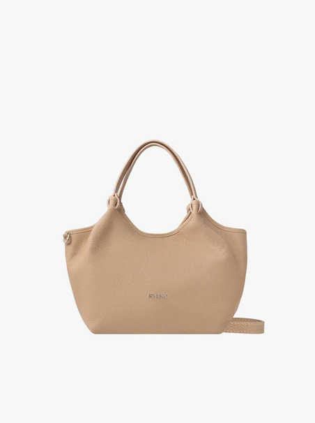 Beigefarbene Shopper-Tasche mit Henkel und Riemen