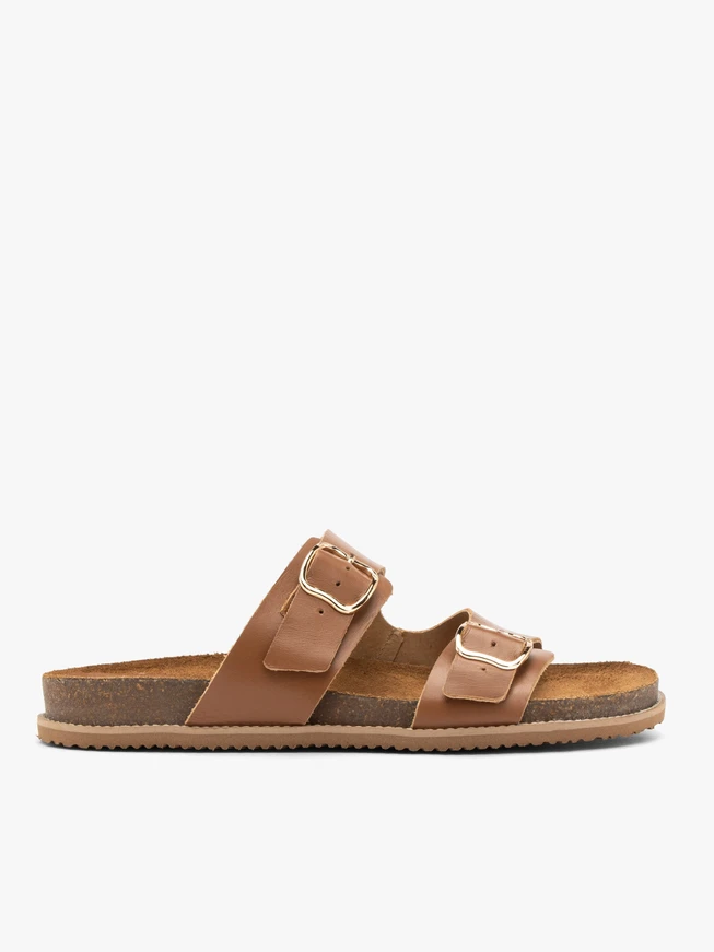Hellbraune flache Damen-Flip-Flops