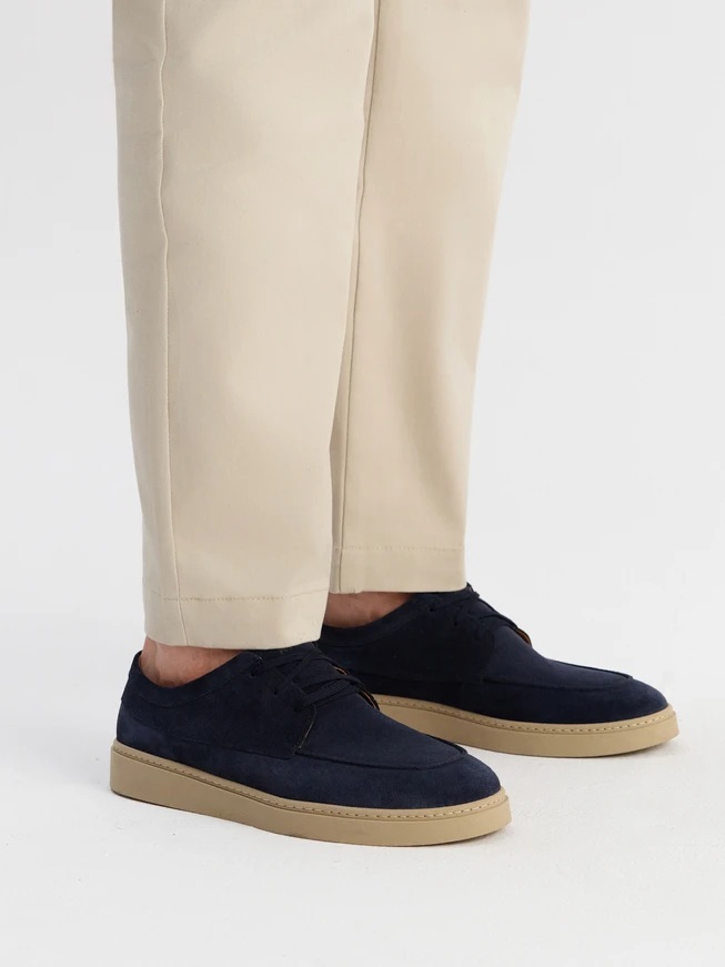 Navy lace-up men’s shoes