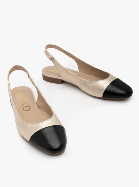Platinum slingback ballerinas with black toe