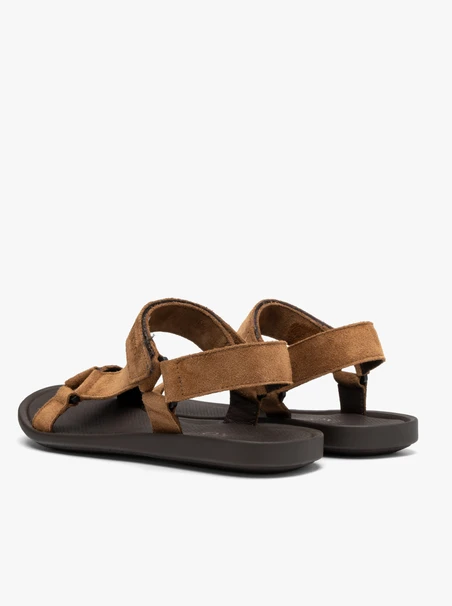 Braune Herren-Sandalen mit Klettverschluss