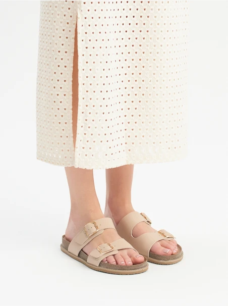 Flache Damen-Flip-Flops in Beige