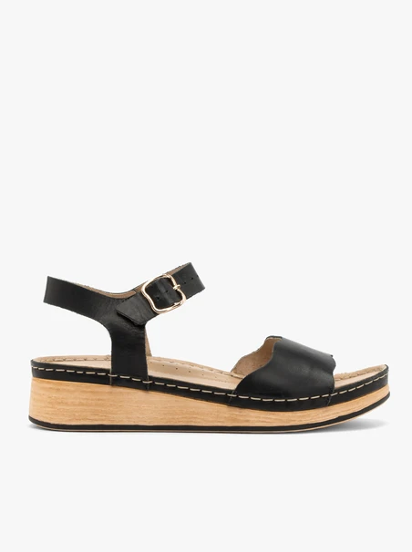 Schwarze Damen Plateausandalen
