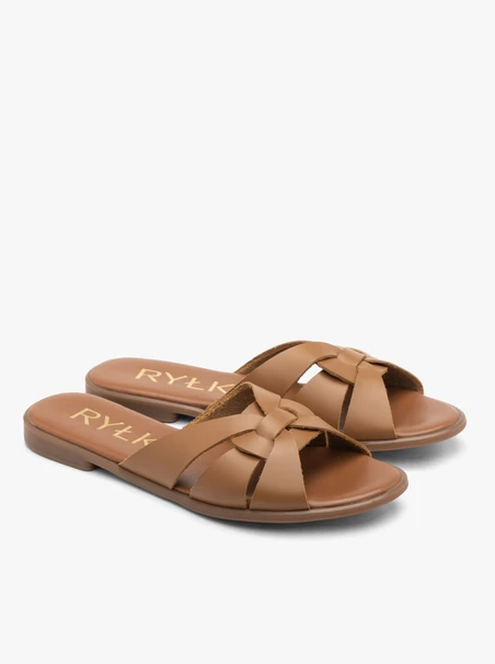 Hellbraune karierte Damen-Flip-Flops
